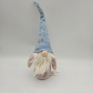 Plush Gnome Tomte‎ Nisse Shelf Sitter Decor Blue Hat White Beard Scandinavian